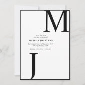 Moderne Zwart-Wit Monogram save the date (Voorkant)