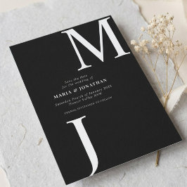 Moderne Zwart-Wit Monogram save the date