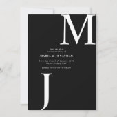 Moderne Zwart-Wit Monogram save the date (Voorkant)