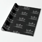 Moderne zwart-wit monogrammed naam cadeaupapier (Uitgerold)