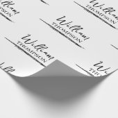 Moderne zwart-wit monogrammed naam cadeaupapier (Hoek)