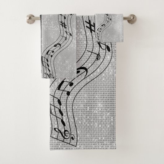 Moderne zwart-wit muzieknoten bad handdoek (Insitu)