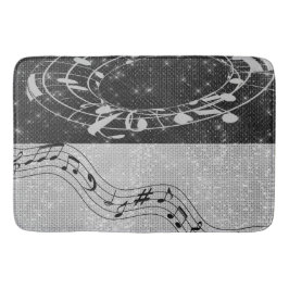 Moderne zwart-wit muzieknoten badmat