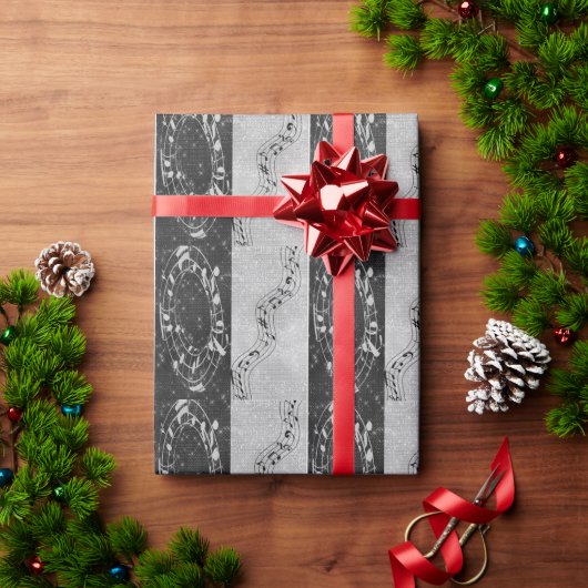 Moderne zwart-wit muzieknoten cadeaupapier (Feestdagen Geschenken)