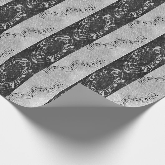 Moderne zwart-wit muzieknoten cadeaupapier (Hoek)