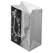 Moderne zwart-wit muzieknoten medium cadeauzakje (Voorkant Gekanteld)