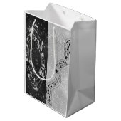 Moderne zwart-wit muzieknoten medium cadeauzakje (Achterkant Gekanteld)