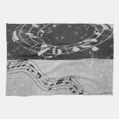 Moderne zwart-wit muzieknoten theedoek (Horizontaal)