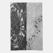 Moderne zwart-wit muzieknoten theedoek (Verticaal)