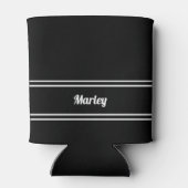 Moderne Zwart & Wit Naam Minimalist Blikjeskoeler (Achterkant)