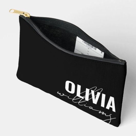 Moderne zwart-wit naam Monogram Etui (Open)