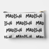 Moderne Zwart-Wit Naam Print Rits Pouch Etui (Achterkant)