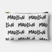 Moderne Zwart-Wit Naam Print Rits Pouch Etui (Voorkant)