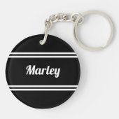Moderne zwart-wit naam sleutelhanger (Achterkant)