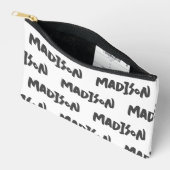 Moderne zwart-wit naamprint ritssluiting zakje etui (Open)