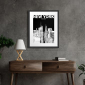 Moderne Zwart-Wit NYC Silhouette Schets Poster