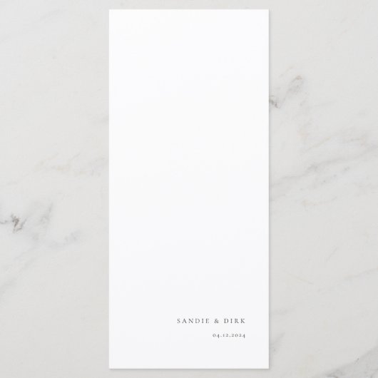 Moderne Zwart-wit Olijftak Bruiloft Menu (Achterkant)