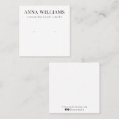 Moderne zwart-wit oorbel studs display vierkante visitekaartje (Voorkant / Achterkant)