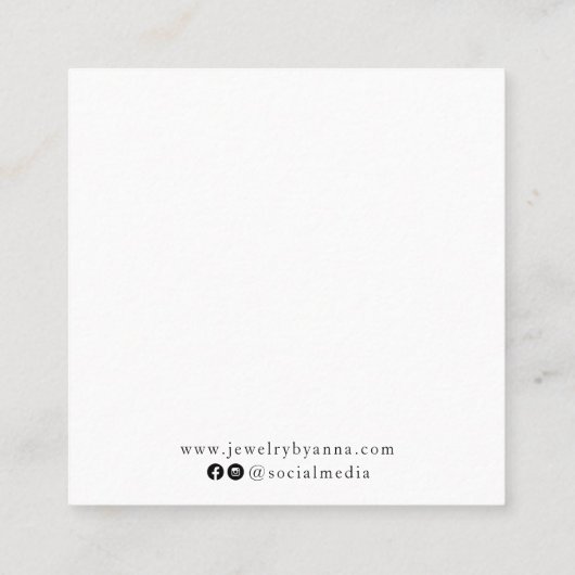 Moderne zwart-wit oorbel studs display vierkante visitekaartje (Achterkant)