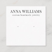 Moderne zwart-wit oorbel studs display vierkante visitekaartje (Voorkant)