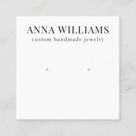 Moderne zwart-wit oorbel studs display vierkante visitekaartje (Voorkant)