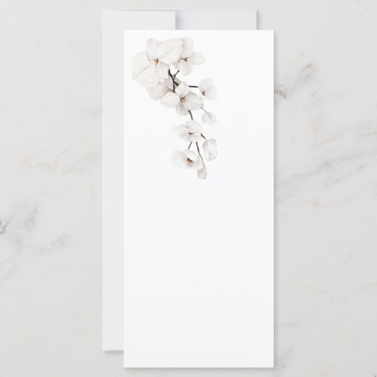 Moderne Zwart Wit Orchideeën Bloemen Bruiloft Menu (Achterkant)