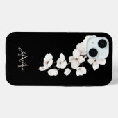 Moderne zwart-wit orchideeën Floral Monogram Case-Mate iPhone Case (Achterkant (horizontaal))