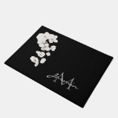 Moderne zwart-wit orchideeën Floral Monogram Deurmat (Schuin)