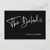 Moderne zwart-wit overlay bruiloft details informatiekaartje (Achterkant)