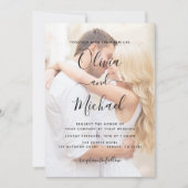 Moderne zwart-wit overlay foto bruiloft kaart (Voorkant)