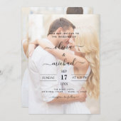 Moderne zwart-wit overlay foto bruiloft kaart (Voorkant / Achterkant)