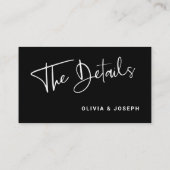 Moderne zwart-wit overlay | Trouwdetails Informatiekaartje (Achterkant)