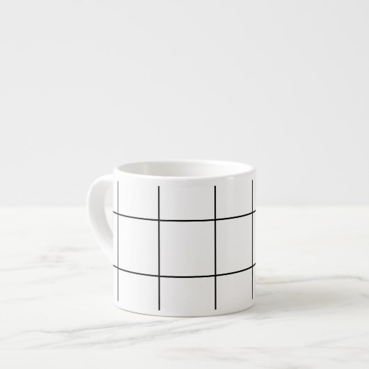 Moderne zwart-wit oversized grid espresso Mok (Links)