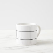 Moderne zwart-wit oversized grid espresso Mok (Voorkant rechts)