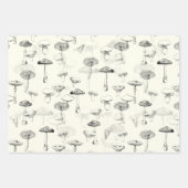 Moderne Zwart Wit Paddenstoelen Inpakpapier Vel (Voorkant 3)