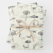 Moderne Zwart Wit Paddenstoelen Inpakpapier Vel (In situ)