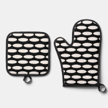 Moderne zwart-wit patroon oven Mitt & Pot Hol