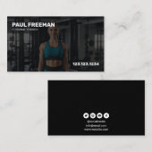 Moderne zwart-wit personal trainer visitekaartje (Voorkant / Achterkant)