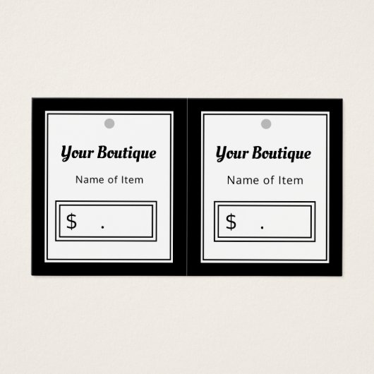 Moderne Zwart-wit Plain DIY Hang Labels Visitekaartje (Voorkant)