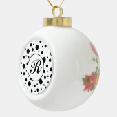 Moderne zwart-wit polka stip monogram keramische bal ornament (Rechts)