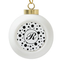 Moderne zwart-wit polka stip monogram