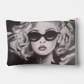 Moderne zwart-wit popart damestas voor make-up etui (Achterkant)
