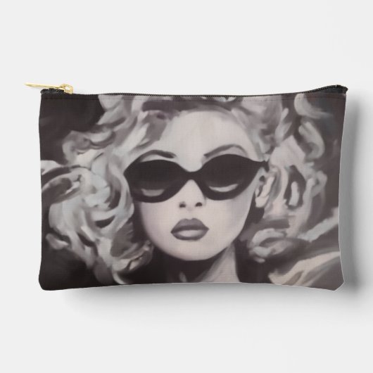 Moderne zwart-wit popart damestas voor make-up etui (Voorkant)