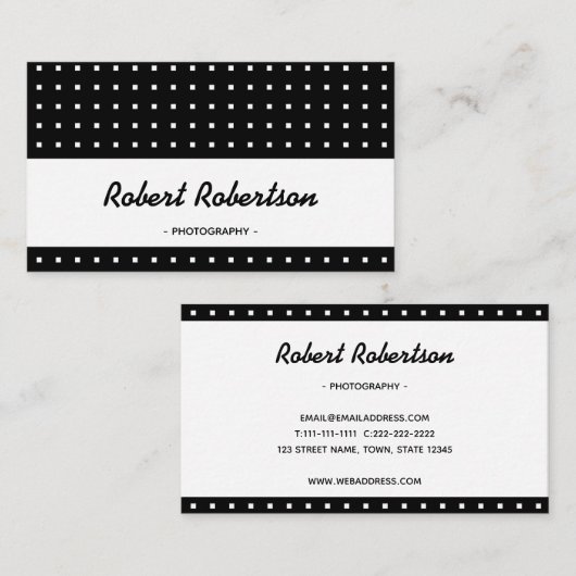 Moderne Zwart-wit Professional Visitekaartje (Voorkant / Achterkant)
