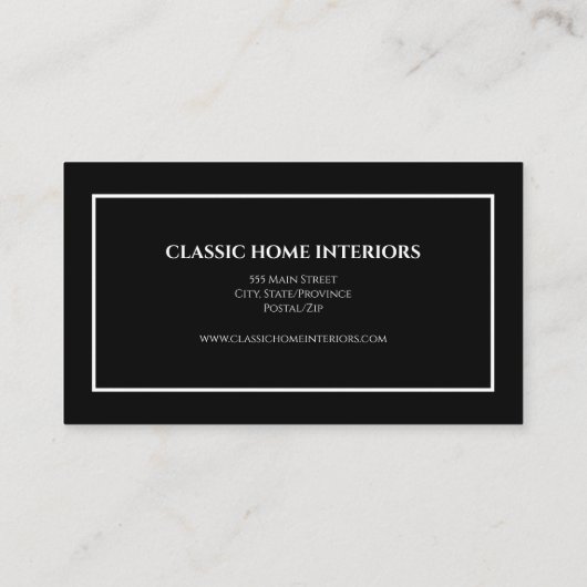 Moderne Zwart-wit Professional Visitekaartje (Achterkant)