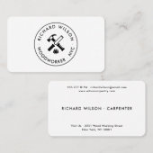 Moderne zwart-wit professionele timmerman logo visitekaartje (Voorkant / Achterkant)