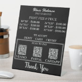 Moderne zwart-wit QR-code Afdrukgrootte en prijs Reclamebord Met Voetstuk (Insitu)