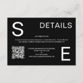 Moderne zwart-wit QR code bruiloft details Informatiekaartje (Voorkant)