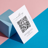 Moderne Zwart-Wit QR Code Bruiloft Informatiekaartje