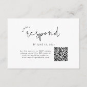 Moderne Zwart-Wit QR Code Bruiloft RSVP Informatiekaartje (Voorkant)